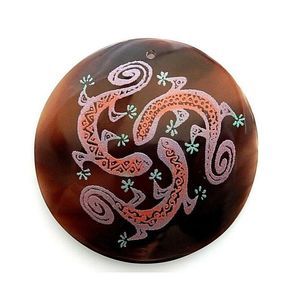 Gecko Lizards Metallic Painted Natural Black Brown Pen Shell Bead Drop Pendant